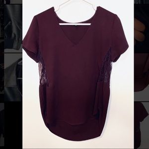 Flowy T-Shirt w/ Lace Panelling - Dynamite